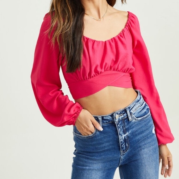🌻Altar'd State Pink Fushia Loren Crop Top Size Large - Picture 1 of 8